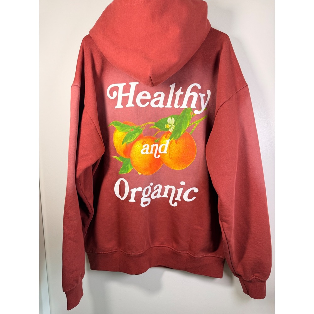 Midnight Organic Larry Hoodie Unisex L Orange NWT Distressed Healthy and Organic